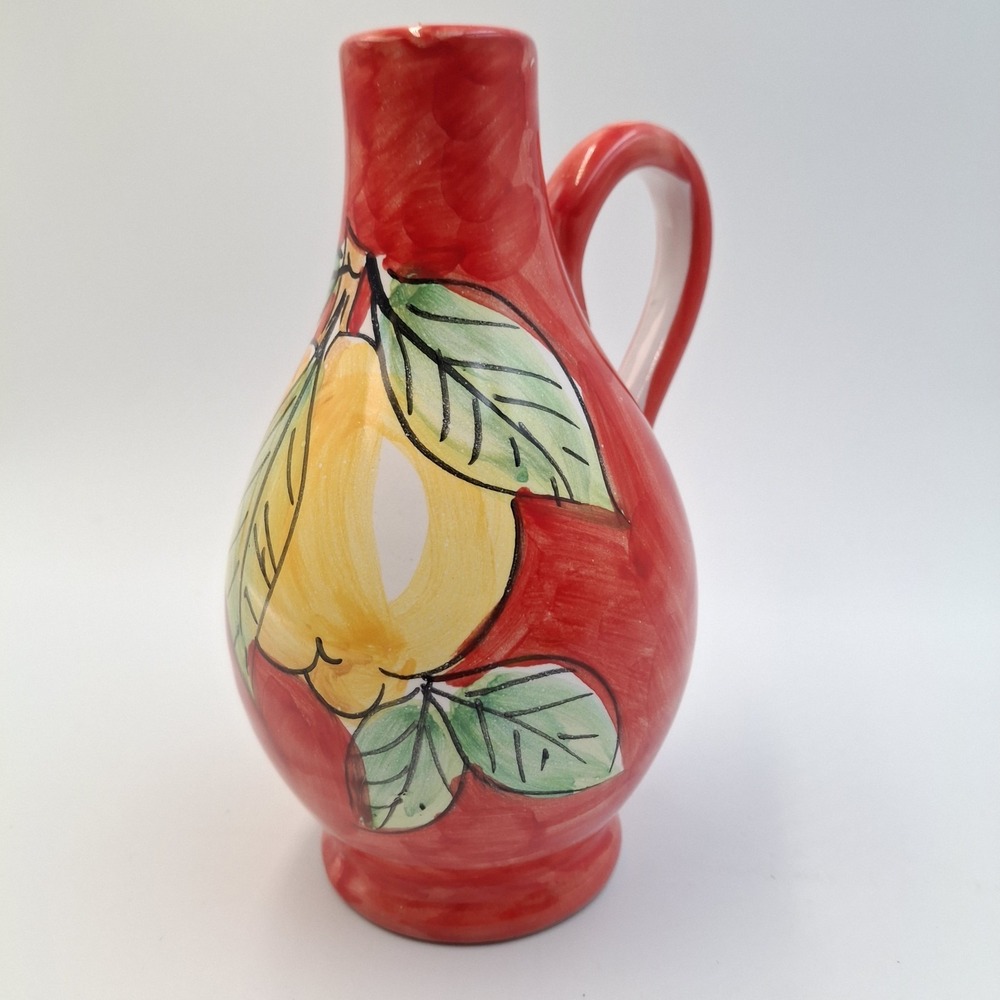 Vintage Bob Art Positano Italy Hand Painted Small Lemon Pitcher‎ Red 6" Jug